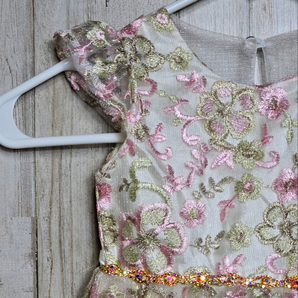 RARE EDITIONS White Floral Dress 3T Embroidered Spring Summer Easter Party - Picture 4 of 11